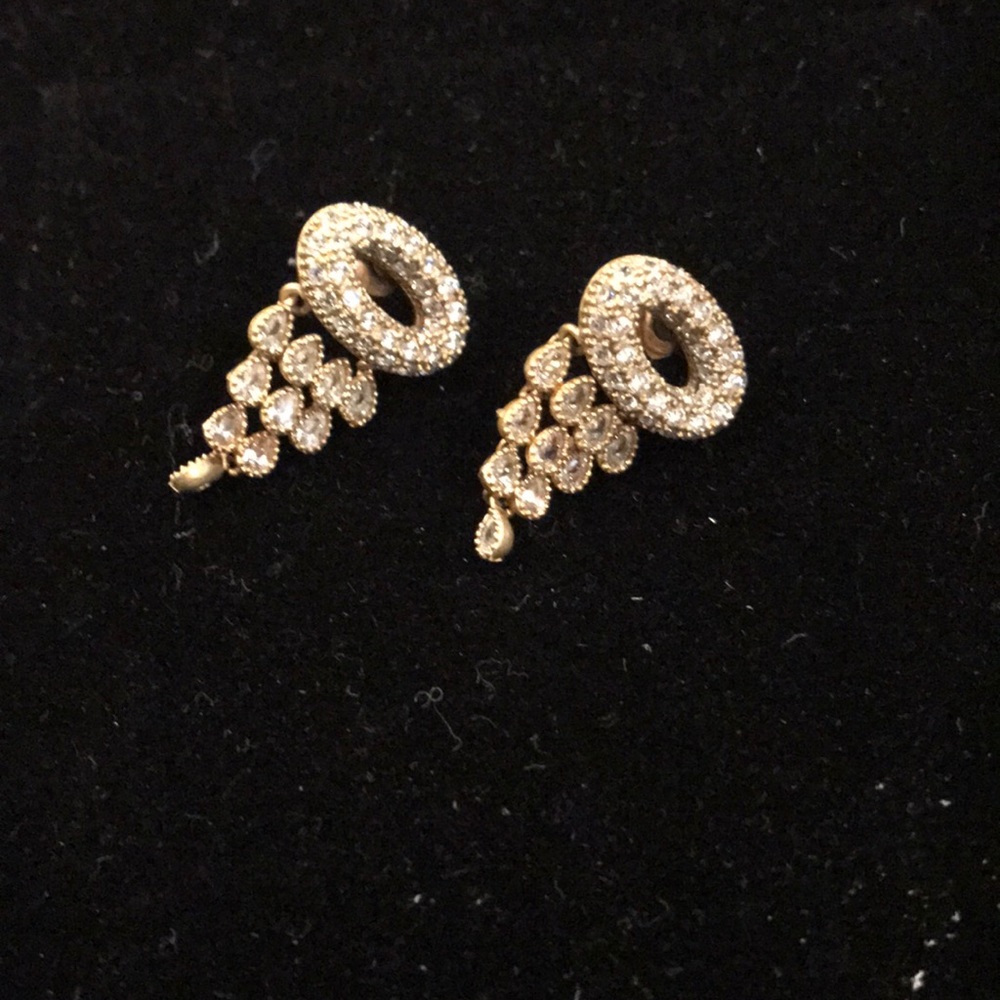 Anthropologie Gold & crystal drop earrings